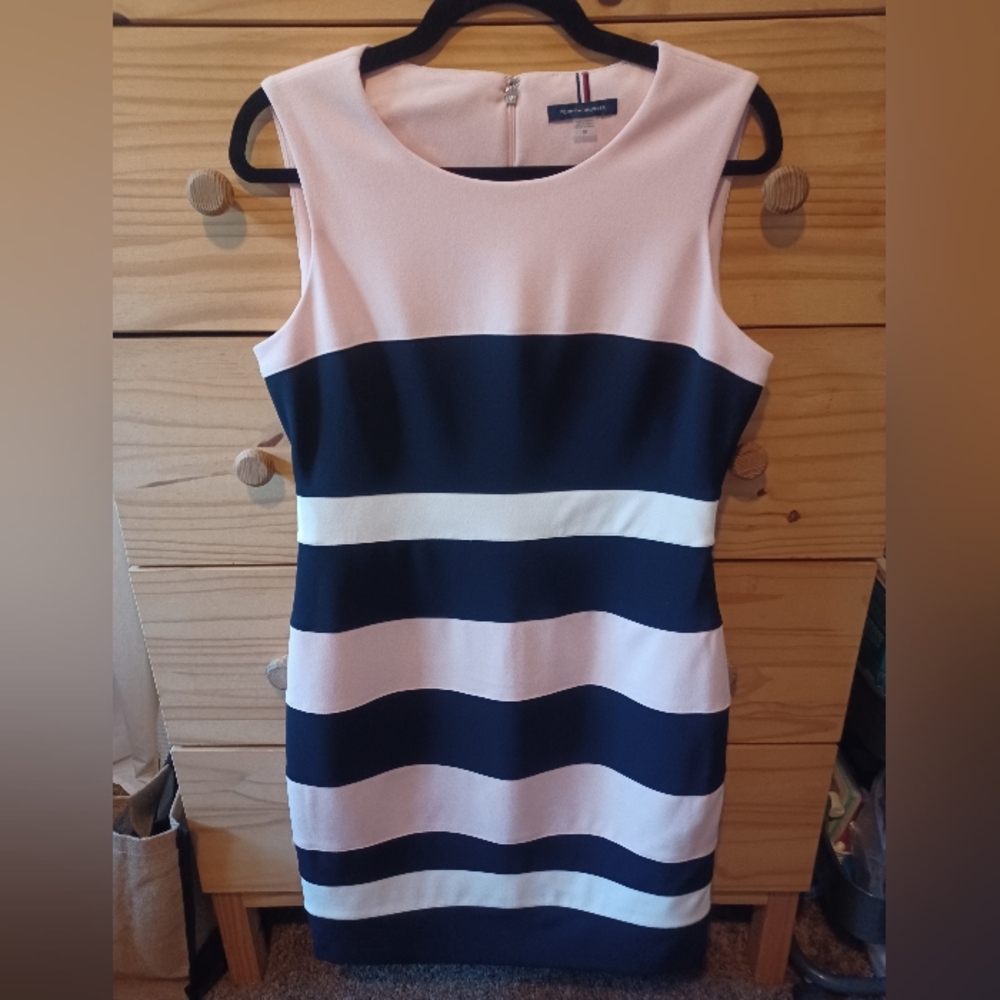 Tommy Hilfiger Pink, Navy, and White Striped Dress